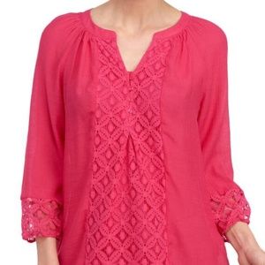 ZAC & RACHEL Crochet Panel Slub Woven Top